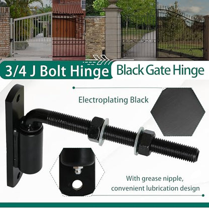 3/4" J Bolt Gate Hinge Heavy Duty Bolt Industrial for Large Heavy Driveway