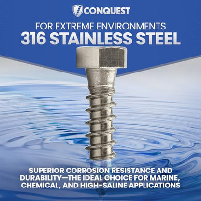 Conquest Lag Bolts 1/4" x 1" - size: 1/4"-10 x 1"