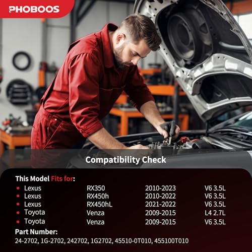 PHOBOOS Manual Steering Rack and Pinion Assembly Compatible with Lexus RX350/RX450h 2010-2023, RX450hL 2021-2022 3.5L & Toyota Venza 2009-2015 2.7L/3.5L, New Unit, Ref. 24-2702 - size: 24-2702