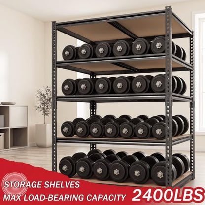 2400LBS Garage Shelving, 28" Wx12 Dx60 H Metal Storage Shelves - size: 60"H × 28"W × 12"D