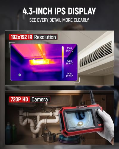 KAIWEETS 2-in-1 Thermal Imaging Camera, Borescope, 192×192 IR, 0.21in Probe