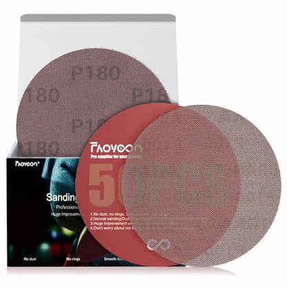 6 Inch Sanding Mesh | Micro Mesh Hook and Loop Sanding Discs | Dust Free Net Sandpaper | 50 Pack 180 Grit | Wet and Dry Sanding Screen | Anti-Clog and Last Longer - style: 180 Grit
