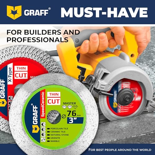 3 Inch Tile Blade for Grinder 3/8 Arbor – Super Thin Diamond Saw Blade for Smooth Cutting Porcelain Ceramic Granite Marble Tile – Diamond Cutting Wheel for Hard Tile GRAFF (2 Pack) - size: SET 3 Inch (76 mm)