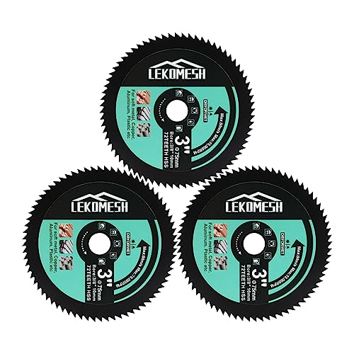 3-Piece 3" HSS Circular Saw Blade Set - 72 Teeth Cutting Discs with 3/8" Arbor for Wood, Plastic, Copper, Aluminum & Soft Metal - size: HSS Saw Blade