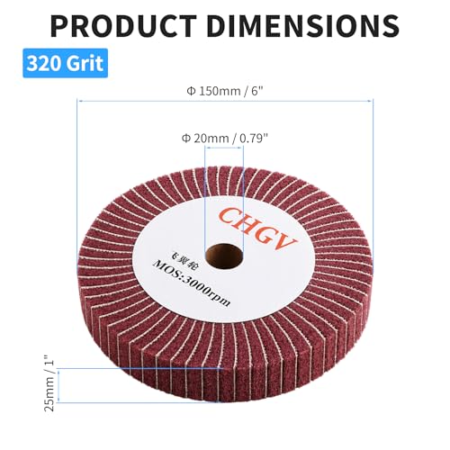 150mm x 25mm Non-Woven Nylon Polishing Burnishing Wheel, 320 Grit Wire Drawing Abrasive Flap Wheels 6" x 1" Polishing Flap Wheel for Stainless Steel Aluminum Copper Wood Metal(Red) - style: Red 6" x 1"