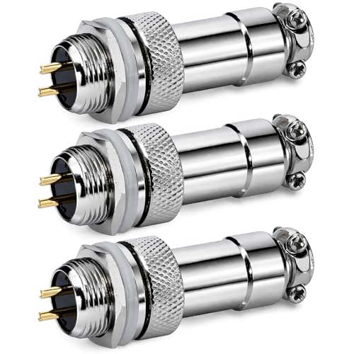 GX12 2-Pin Aviation Connector 12mm Mounting Hole 5A 125V for Industrial, Automotive, DIY and Electronic Equipment, 3-Pack - size: 12-2P