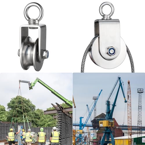 Heavy Duty Cable Pulley Wheel, Swivel Pulley Block, Stainless Steel, Bearing Inside, Loading 1800lb - size: 68mm