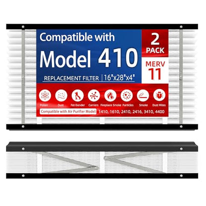2 Pack, 410 Replacement Filter, Compatible with AprilAire 410 Replacement Filter,Models1410,1610,2410,2416,3410,4400,MERV11 HVAC Furnace Filter,Nominal Size:16x25x4,Actual Size:16"x28"x4" Air Filter - size: 410-2Pack