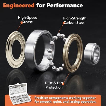 72PCS 6 Sizes Deep Groove Ball Bearings Assortment - size: 72PCS 693ZZ-627ZZ