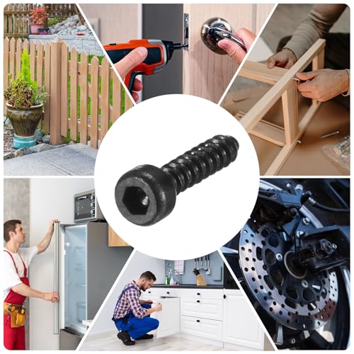 M METERXITY 100 Pack Hex Socket Head Screws, M2x10mm Stainless Steel Bolts Full Thread Self Tapping Screws for Furniture Machinery Electrical Appliances [Black] - size: M2x10mm