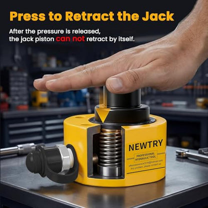 NEWTRY 30T Low Profile Jack+ CP-700 Hand Pump, 2.12" Stroke Multi-Section - size: 30T Hydraulic Jack + cp-700 Pump