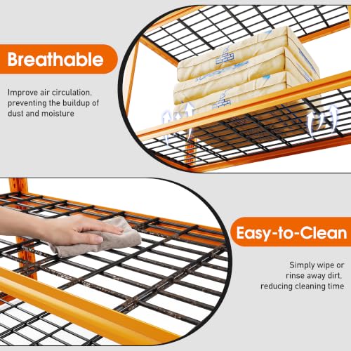 REIBII 40" W Yellow Garage Shelving with Double-Layer Frames for Hobbyists - size: 40" W X 19.7" D X 59.9" H