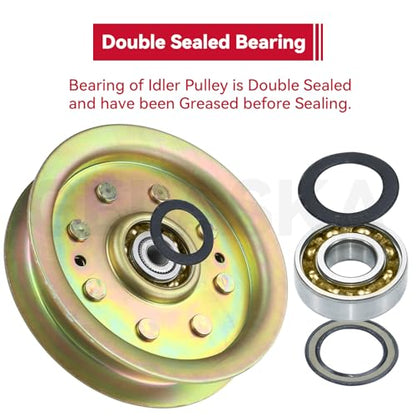 GELASKA 2 Pack 756-04129b Idler Pulley 4.25 for Cub Cadet 50" RZT 50 Mowers - color: A2 2x756-04129 Yellow