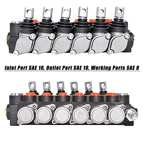 findmall 6 Spool Hydraulic Directional Control Valve 13GPM 3600PSI SAE Port - size: 13 GPM, style: 6 Spool
