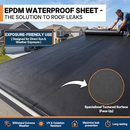 45mil EPDM Rubber Roofing Materials 6.6ft X 26.2ft RV Rubber Roof - color: 6.6*26.2FT