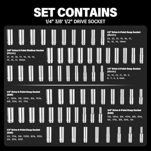 264-Piece Impact Socket Set -1/4", 3/8", 1/2" Drive - size: 264pcs 1/4", 3/8", 1/2"