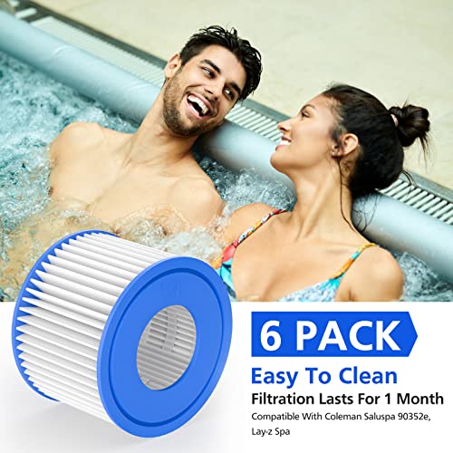Hot Tub Filter Cartridge Size VI Compatible with Lay-Z-Spa, Coleman SaluSpa 90352E 58323, 6 Pack - size: 6 Pack