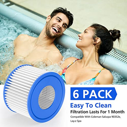 Hot Tub Filter Cartridge Size VI Compatible with Lay-Z-Spa, Coleman SaluSpa 90352E 58323, 6 Pack - size: 6 Pack