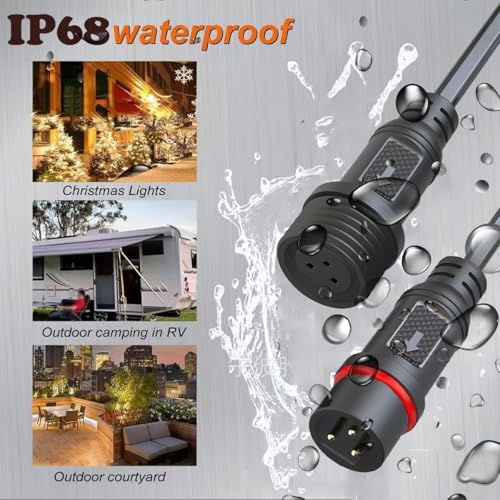 Waterproof Connectors 3 Wire,18AWG Male Female Plug LED Connector with 3Pin Waterproof Connectors,IP68 20CM Extension Cable for Car, Truck, Boat,LED Strip Lights,(4Pairs) - size: 18AWG 3pin waterproof connector