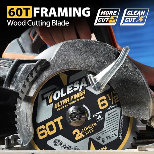 TOLESA 6 1/2 Circular Saw Blades, 60T for Wood and Plywood, 3-Pack - size: 6-1/2'' 60T