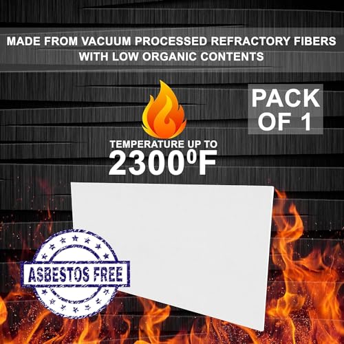 Ceramic Fiber Board, 1" Thick x 18" x 24", 2300F Rated Fireproof Board - size: 1" x 18" x 24" / 1 Piece