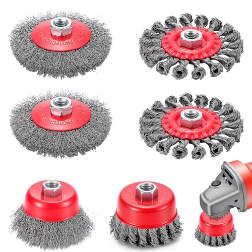 6 Pack Angle Grinder Wire Wheel, Wire Wheel Brush for 4-1/2" Angle Grinder - color: Wheel Brush & Cup Brush