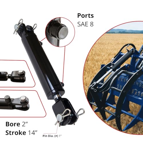 Double Acting Hydraulic Cylinder - AG Clevis Hydraulic Cylinder 2500 PSI tie-Rod Alternative 2" bore 14" Stroke (2x14) - size: 14" stroke