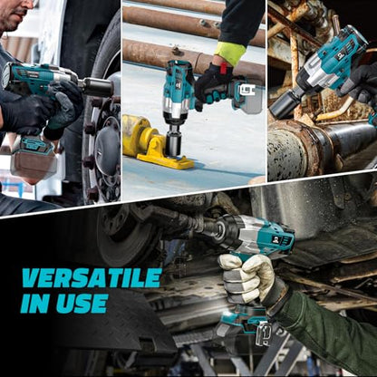 Cerycose Cordless Impact Wrench 1/2 inch Compatible with Makita 18V Battery: 1700FT-LBS High Torque Impact Wrench Heavy Duty Tool - Brushless Electric Impact Gun Includes LED Work Light with 6 Sockets - size: 1/2inch, style: Fit for Makita（include 6 Socke