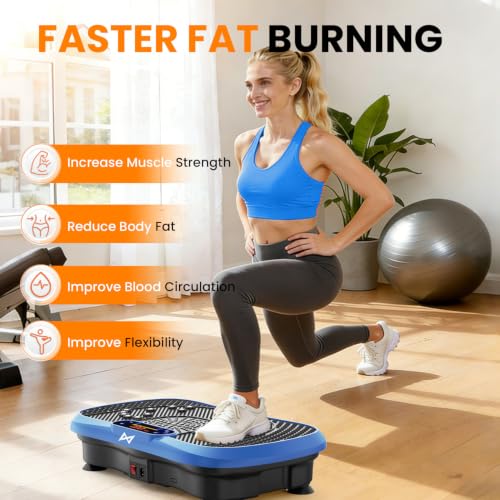 AXV Vibration Plate Exercise Machine Fitness Platform Body Vibrating Board - color: SLIM.BLUE