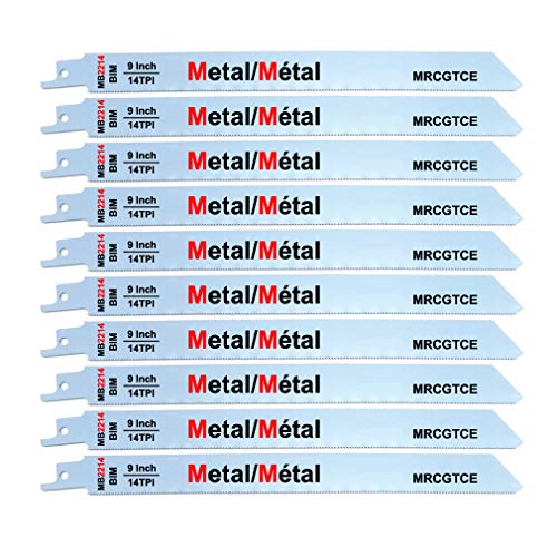 10 Piece 9” 14-TPI Thick Metal Cutting Reciprocating Saw Blades - size: 9-Inch 14T