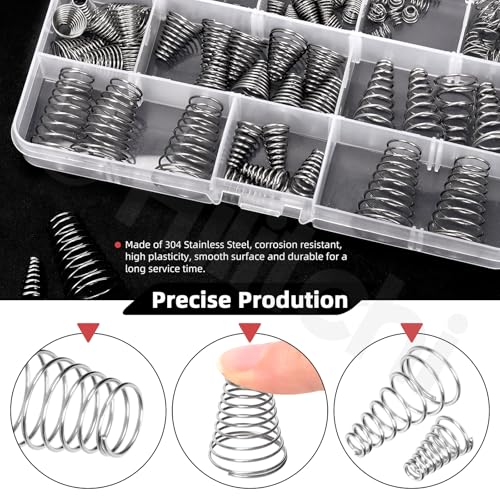 Hilitchi 149PCS 15 Sizes Spring Assortment Kits Stainless Steel Compressed Springs Extension Springs for Shop and Home Repairs(Silver) - style: No.2