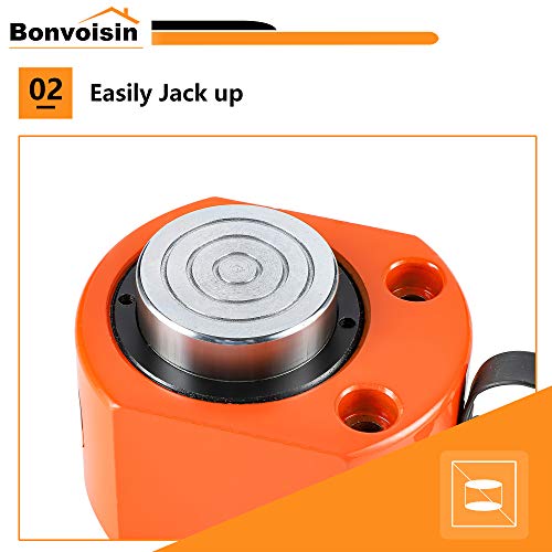 Bonvoisin 10T Hydraulic Ram Cylinder Jack Low Profile Porta Power Ram Single-Acting Mini Jack Ram 0.47" Stroke for Machinery Shipbuilding - color: BSY-10