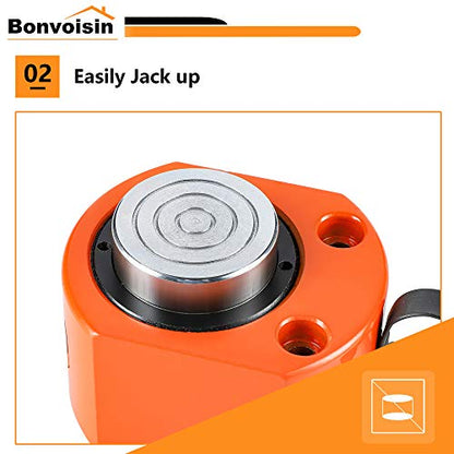 Bonvoisin 10T Hydraulic Ram Cylinder Jack Low Profile Porta Power Ram Single-Acting Mini Jack Ram 0.47" Stroke for Machinery Shipbuilding - color: BSY-10