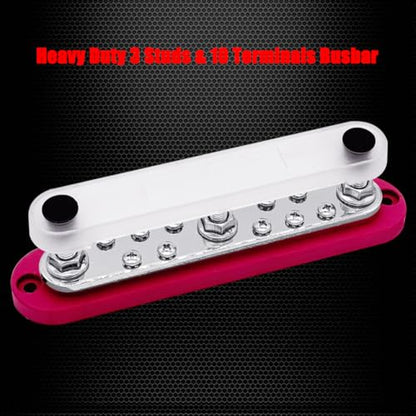 Ampper 3 x M8 Posts Power Distribution Block BusBar 10 M4 Screws, 7" Red - color: Red, size: 3M8+10M4
