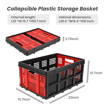 Folding Hand Truck Dolly,330lb Cart+1 Folding Basket,4 to2 Wheel Moving Red - size: 330LB Red
