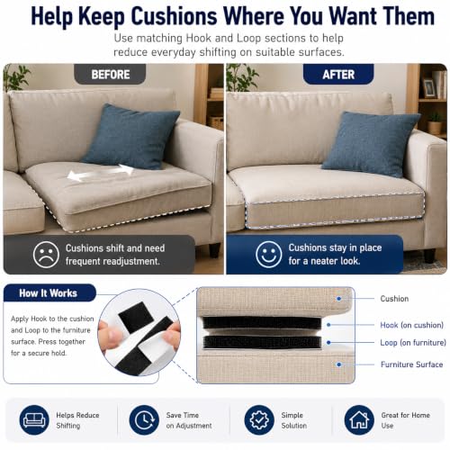 2 Inch Wide Heavy Duty Hook and Loop Tape Roll 16.4 Ft, Self Adhesive Strips with Strong Sticky Back, Removable Fastener for Wall Mounting, Home Organization, Car, No Residue - size: 2 in wide x 16.4 ft long