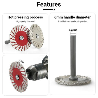 LOZLIN Diamond Cutting Wheels 6mm Mini Rotary Tool Cutting Discs with Mandrels for Dremel, Metal Plastic Wood Ceramic Glass Jewelry Making Cut Off Wheel Set
