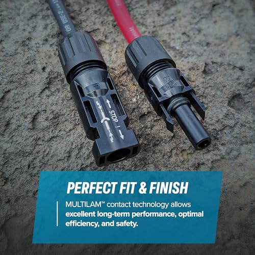 TEMCo Solar Panel Extension Cable 8 AWG 30 Ft Red + 30 Ft Black w/Staubli MC4 Connectors - color: 8 AWG, size: 30 Feet Black + 30 Feet Red