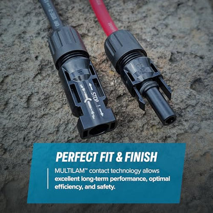 TEMCo Solar Panel Extension Cable 8 AWG 30 Ft Red + 30 Ft Black w/Staubli MC4 Connectors - color: 8 AWG, size: 30 Feet Black + 30 Feet Red