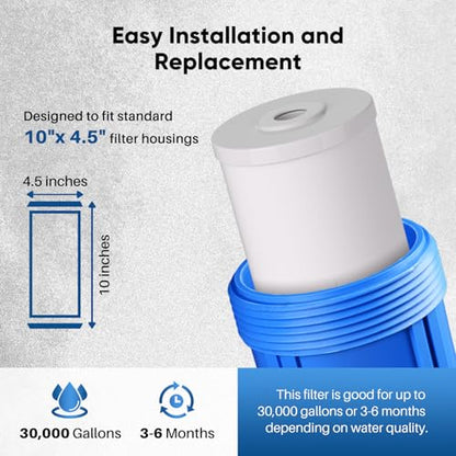 PUREPLUS 10" x 4.5" Whole House Iron Reducing Sediment Water Filter,2PACK - size: 2 Count (Pack of 1), style: Heavy Metals Removal（PRO)