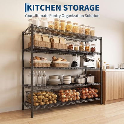 Garvee 5-Tier 3250LBS Metal Shelving Unit, 55" W Adjustable Storage Shelves - size: 55.1"Wx17.7"Dx71"H(5-Tier)