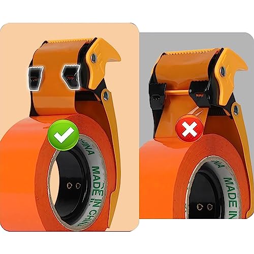 Packing Tape Dispenser Gun 2-Inch, 2 Pack Metal Tape Gun with Safety Protection, 3-Inch Inner Paper Core - color: Yellow+yellow