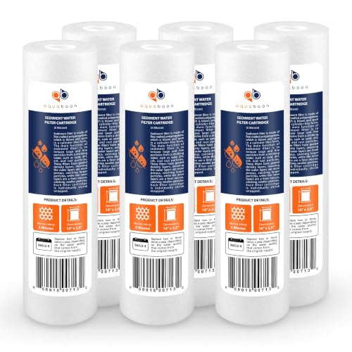 Aquaboon 5 Micron 10 x 2.5 Sediment Water Filter Replacement - 6 Pack