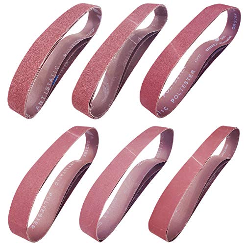 18 Pack 1-1/2 x 30 Inch Sanding Belts for Pipe Tube Polisher Sander- 3 Each of 60 80 120 150 240 400 Grit Aluminum Oxide Sander Belts (1-1/2" x 30")