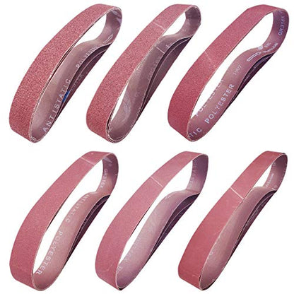 18 Pack 1-1/2 x 30 Inch Sanding Belts for Pipe Tube Polisher Sander- 3 Each of 60 80 120 150 240 400 Grit Aluminum Oxide Sander Belts (1-1/2" x 30")