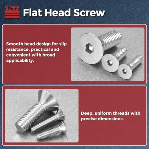 12Pcs[M6-1x60] Flat Head Socket Cap Screw Countersunk Bolt - color: Silver, size: M6-1 x 60mm