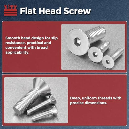 12Pcs[M6-1x60] Flat Head Socket Cap Screw Countersunk Bolt - color: Silver, size: M6-1 x 60mm