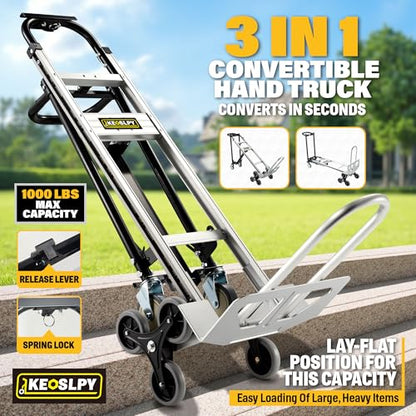 3 in 1 Industrial Convertible Hand Truck Dolly 1000 LBS Capacity