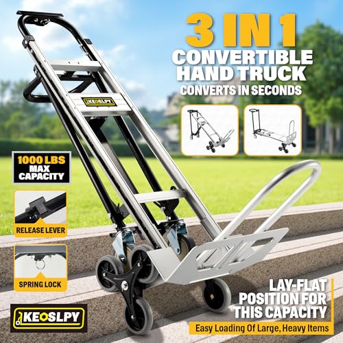 3 in 1 Industrial Convertible Hand Truck Dolly 1000 LBS Capacity
