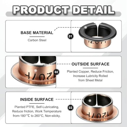 uxcell 40Pcs Flanged Sleeve Bearing, 12mm Bore x 14mm OD x 7mm Length - size: 12×14×7mm